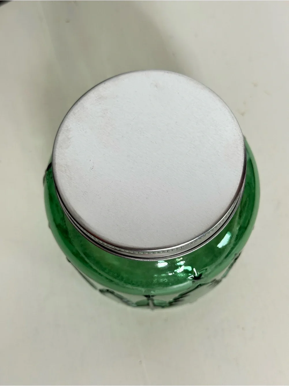 Green Glass Christmas Tree Jar With Lid